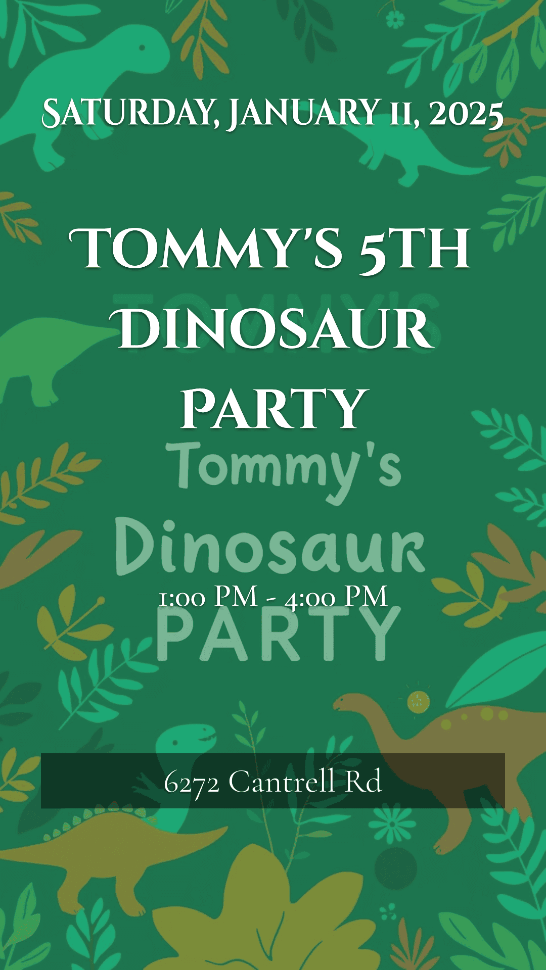 5th Dinosaur Birthday Party Flyer